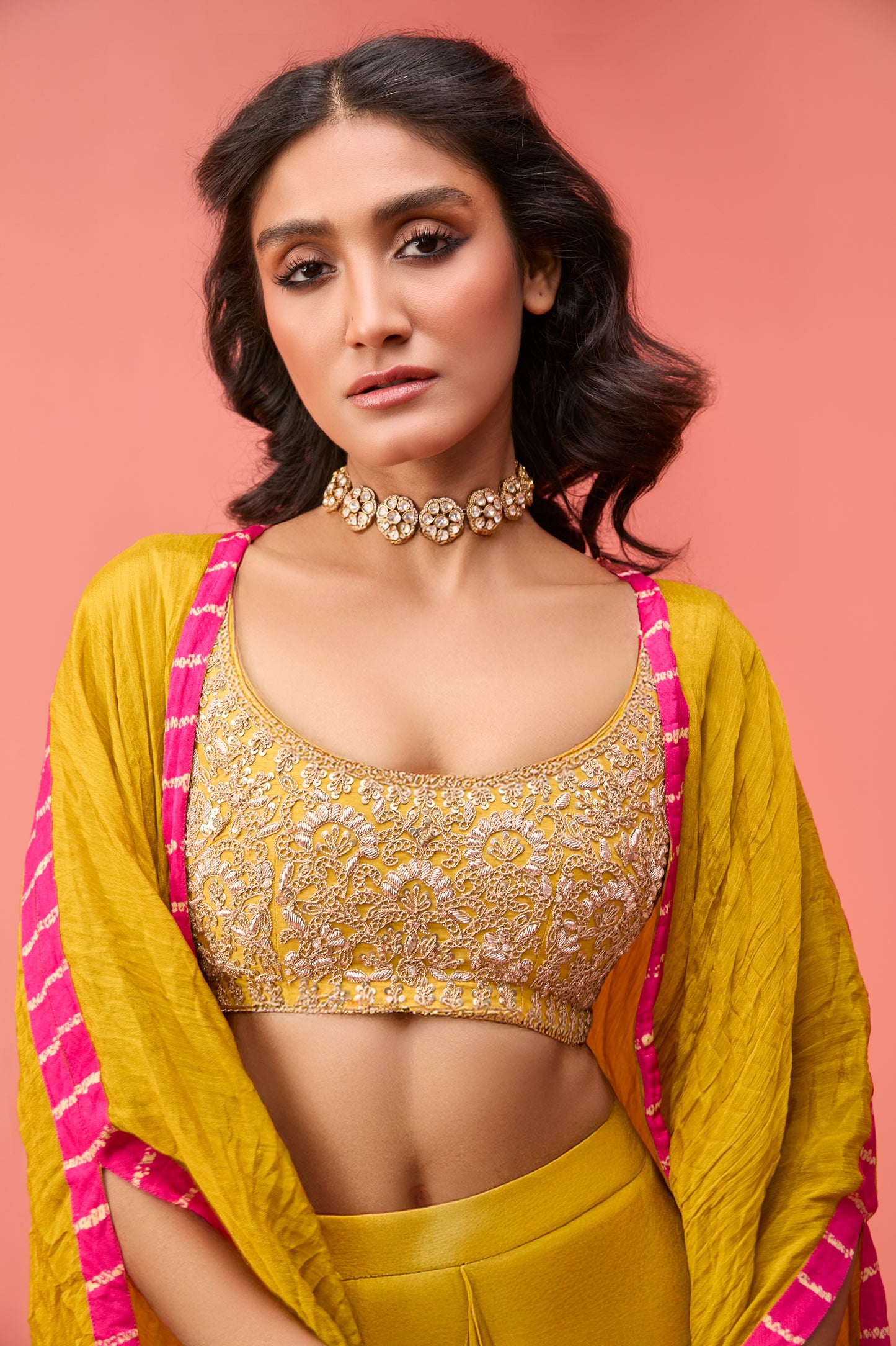 Ochre Drape Skirt and Cape set