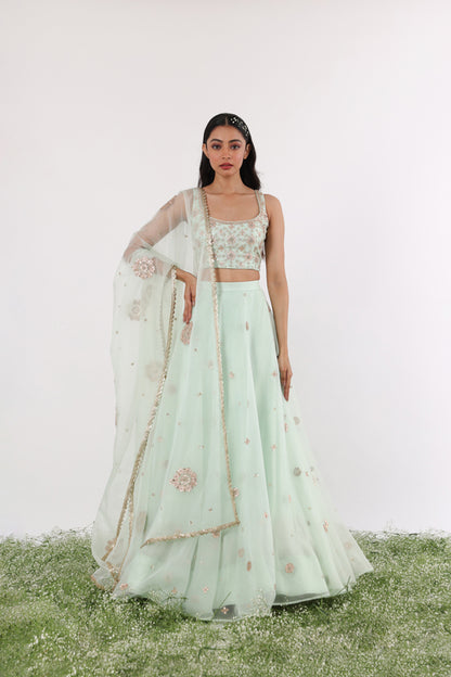 Mint Gota & Sequin Lehenga Dupatta Set