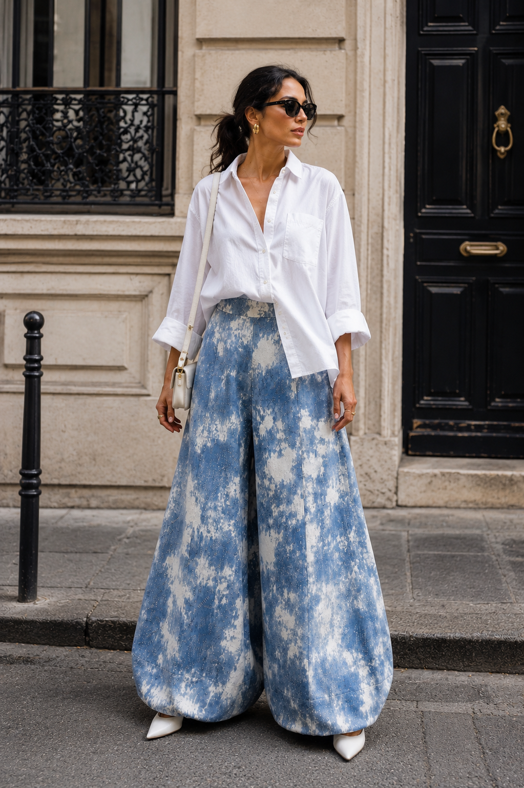 The Cloudburst Foil Denim Trousers
