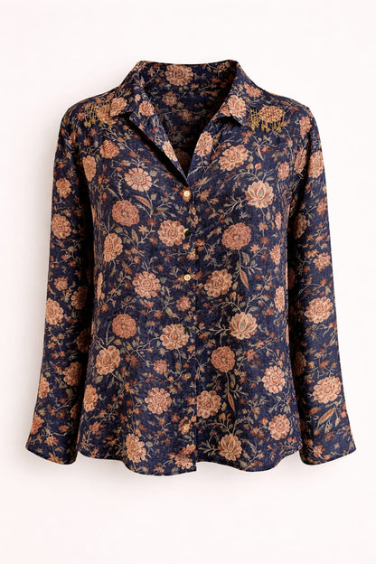 Navy Banjara Wrap Skirt and Shirt Set