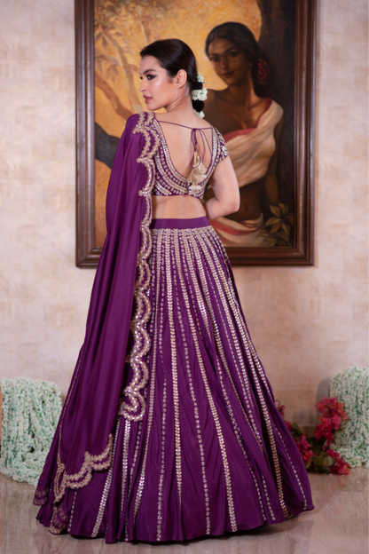 Purple gota & sequin lehenga set