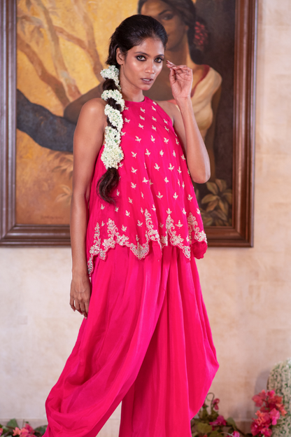 Fuschia Dori Top and Dhoti Set