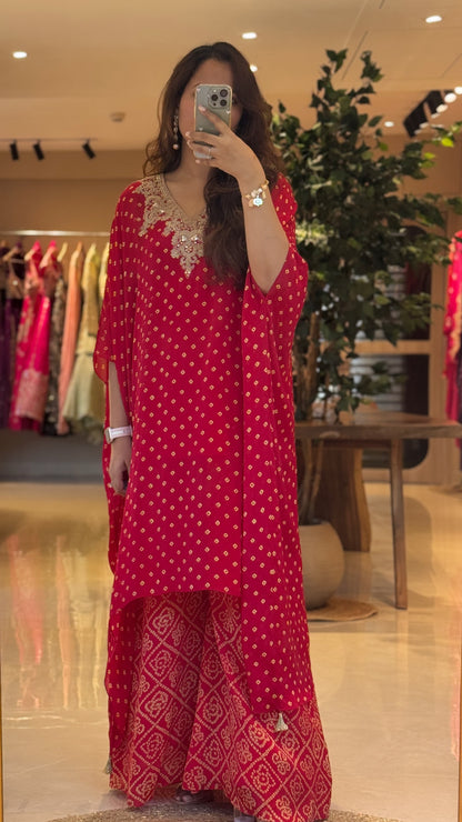 Bandhej V Kaftan Set