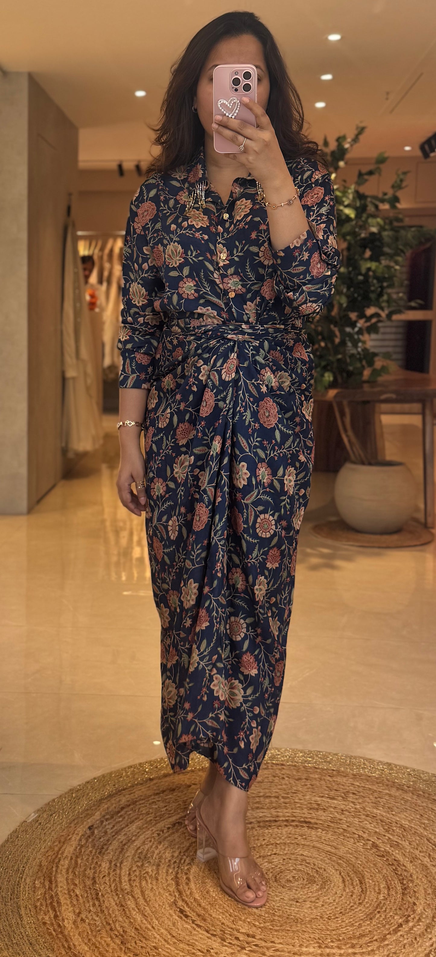 Navy Banjara Wrap Skirt and Shirt Set