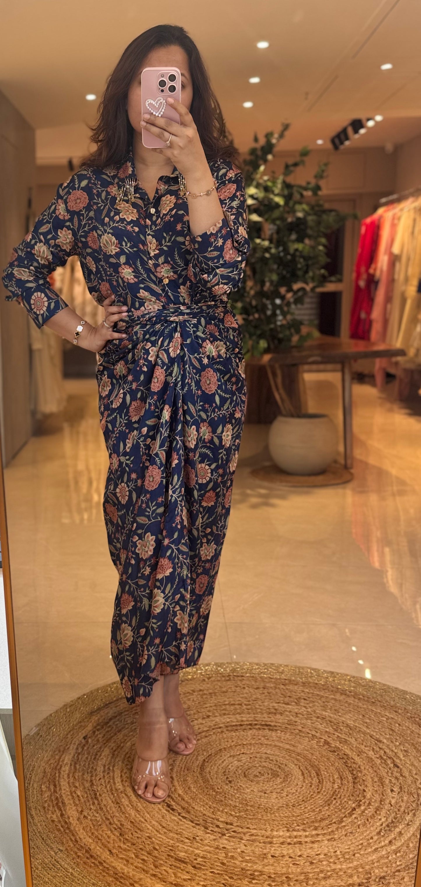 Navy Banjara Wrap Skirt and Shirt Set