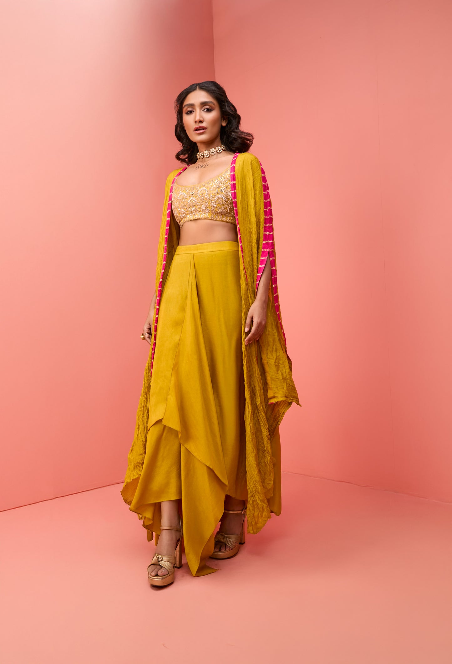 Ochre Drape Skirt and Cape set