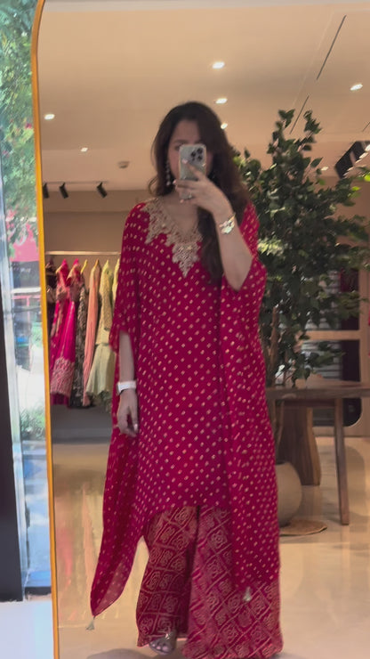 Bandhej V Kaftan Set