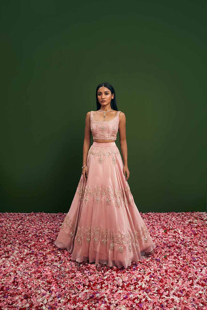 Blush Pink Zardozi & Dori Lehenga Set