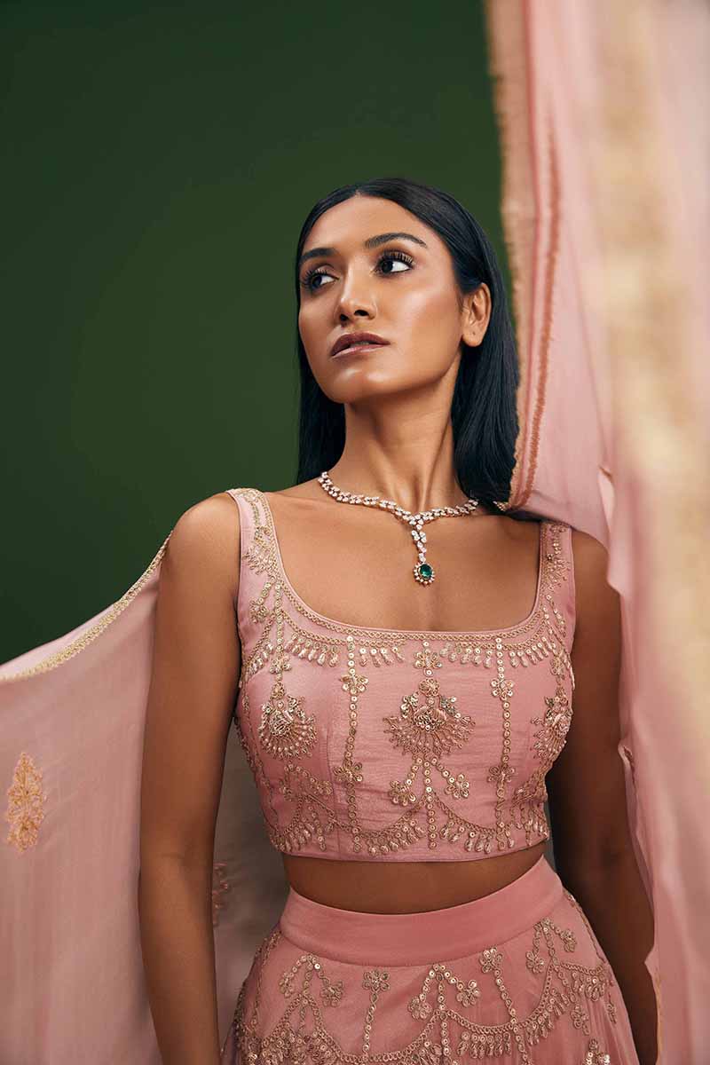 Blush Pink Zardozi & Dori Lehenga Set