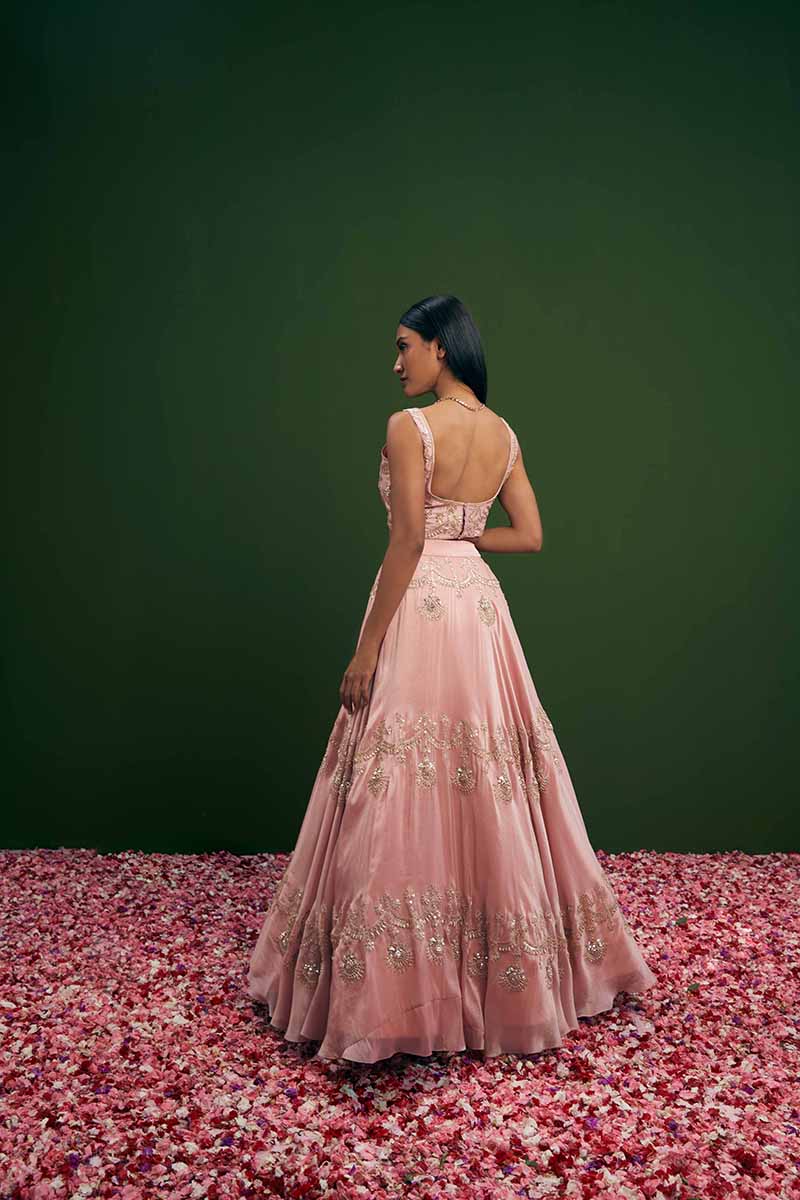 Blush Pink Zardozi & Dori Lehenga Set