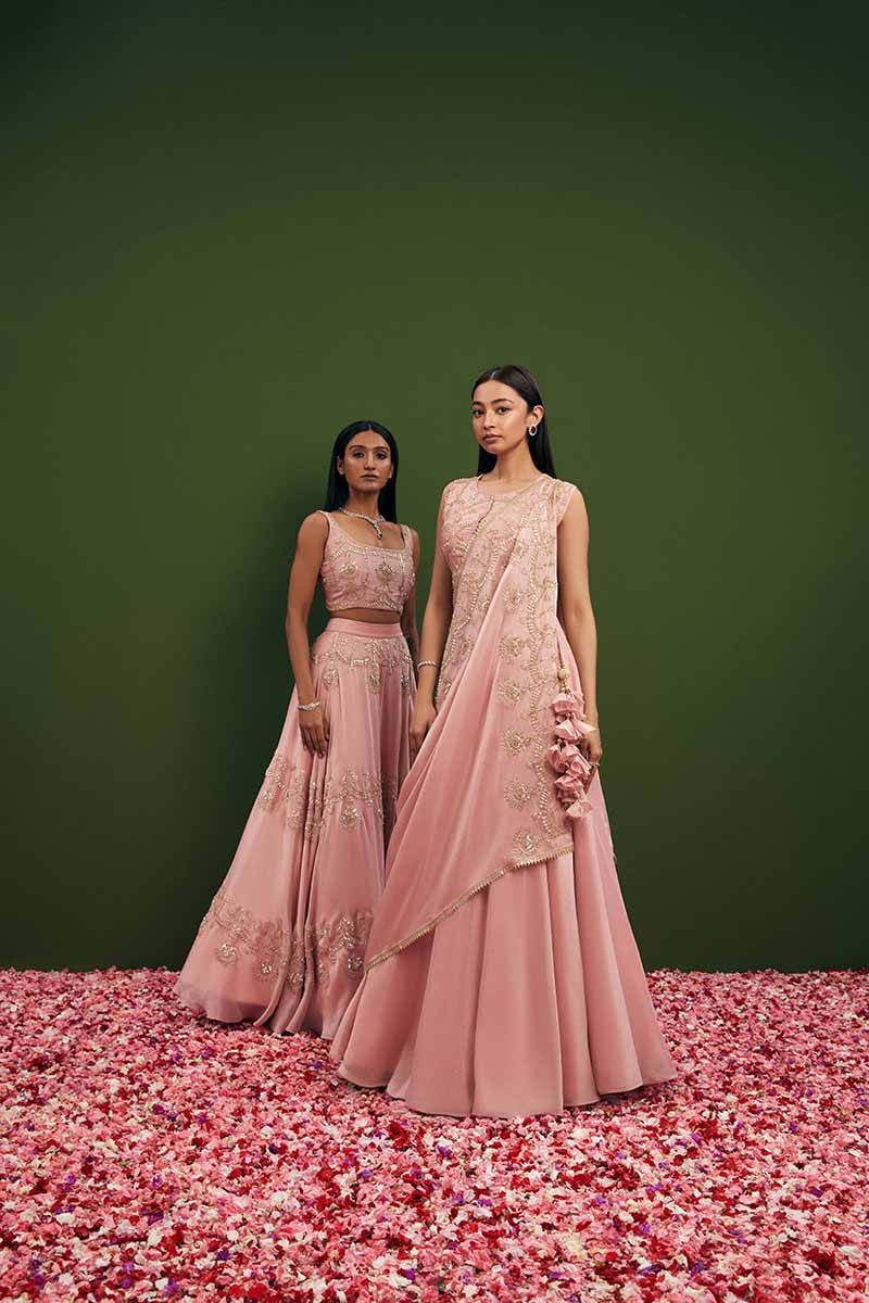 Blush Pink Zardozi & Dori Lehenga Set