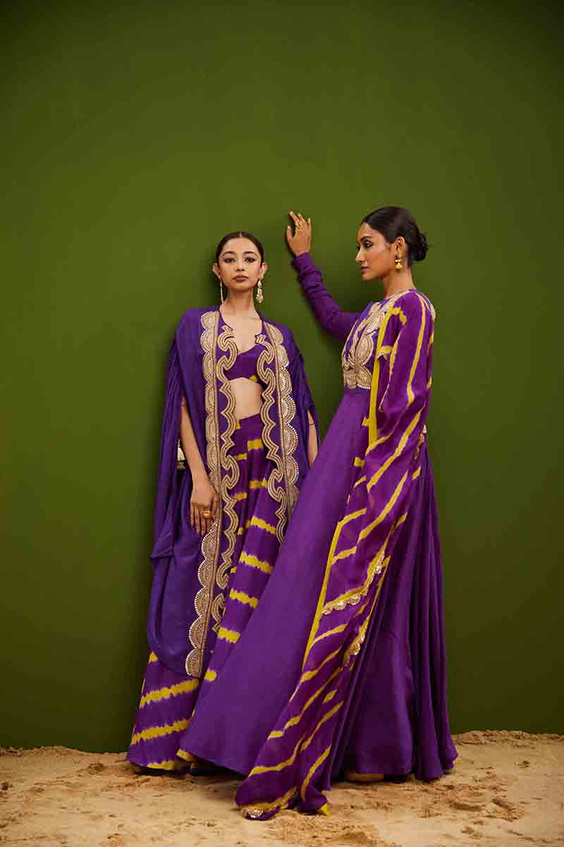 Purple Anarkali With Dupatta Set