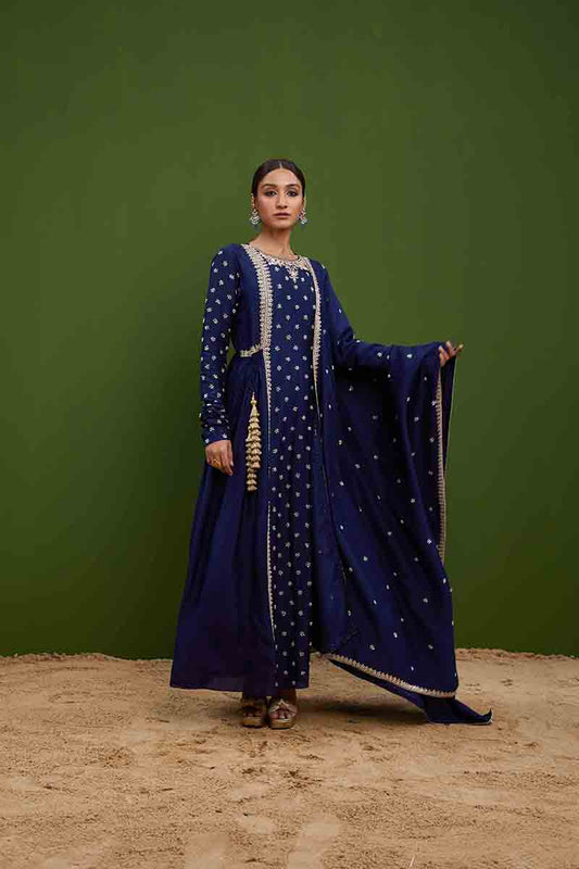 Navy Blue Anarkali Set