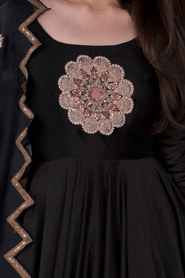 Black Zardozi Anarkali & Dupatta Set