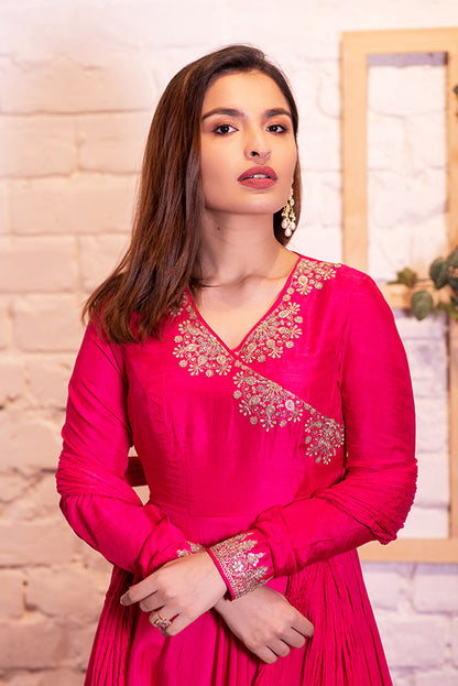 Rani Pink Angarakha With Crush Dupatta