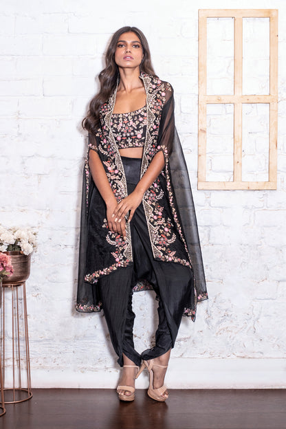 Black Cape & Dhoti Set