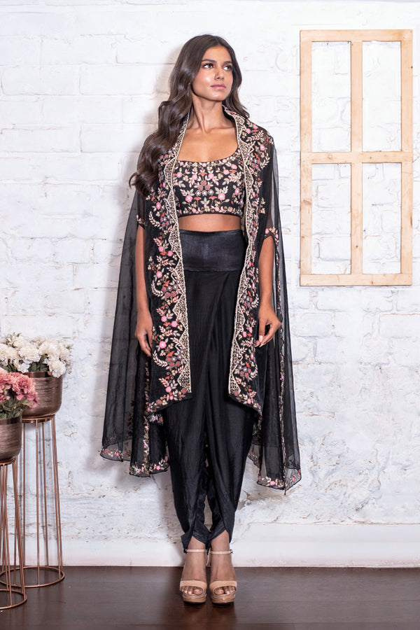 Black Cape & Dhoti Set