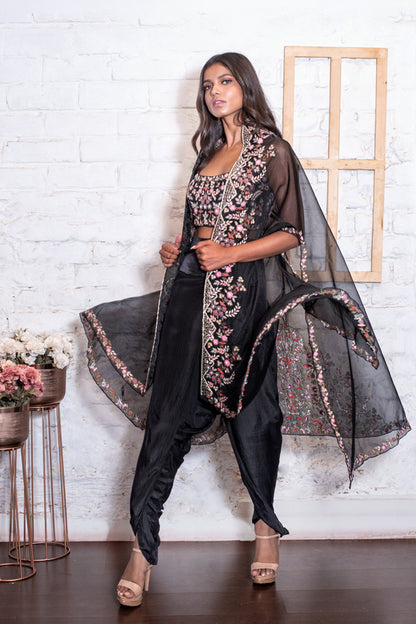 Black Cape & Dhoti Set