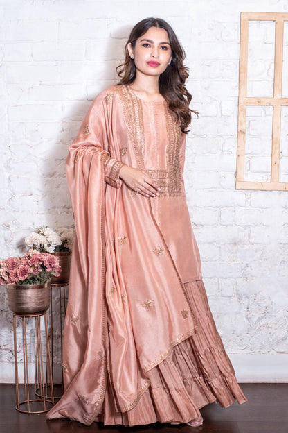 Pale Pink Dori Sharara Set