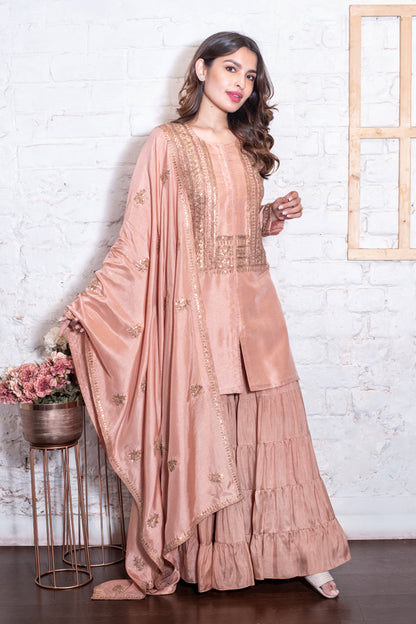 Pale Pink Dori Sharara Set