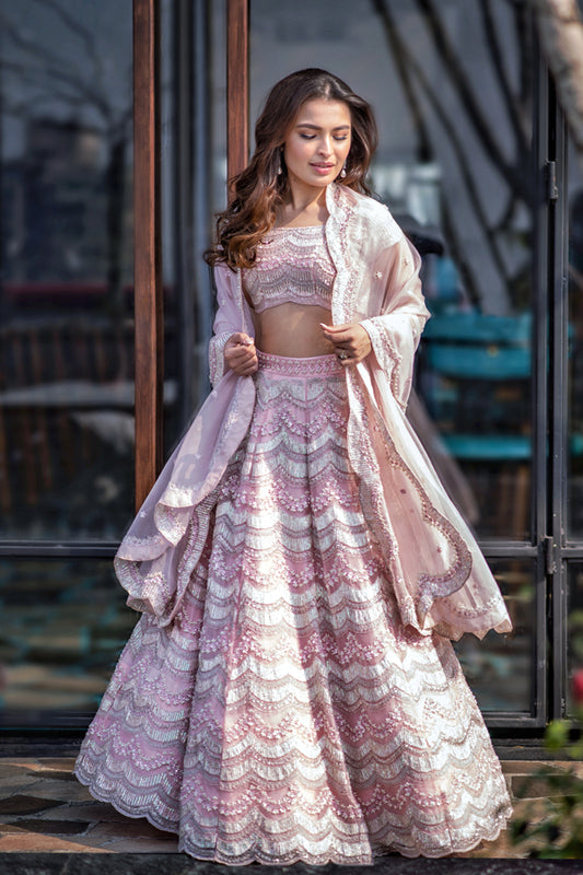 Blush Pink Pearl Lehenga Set