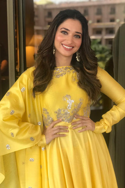 Lemon Yellow Tamannah Anarkali