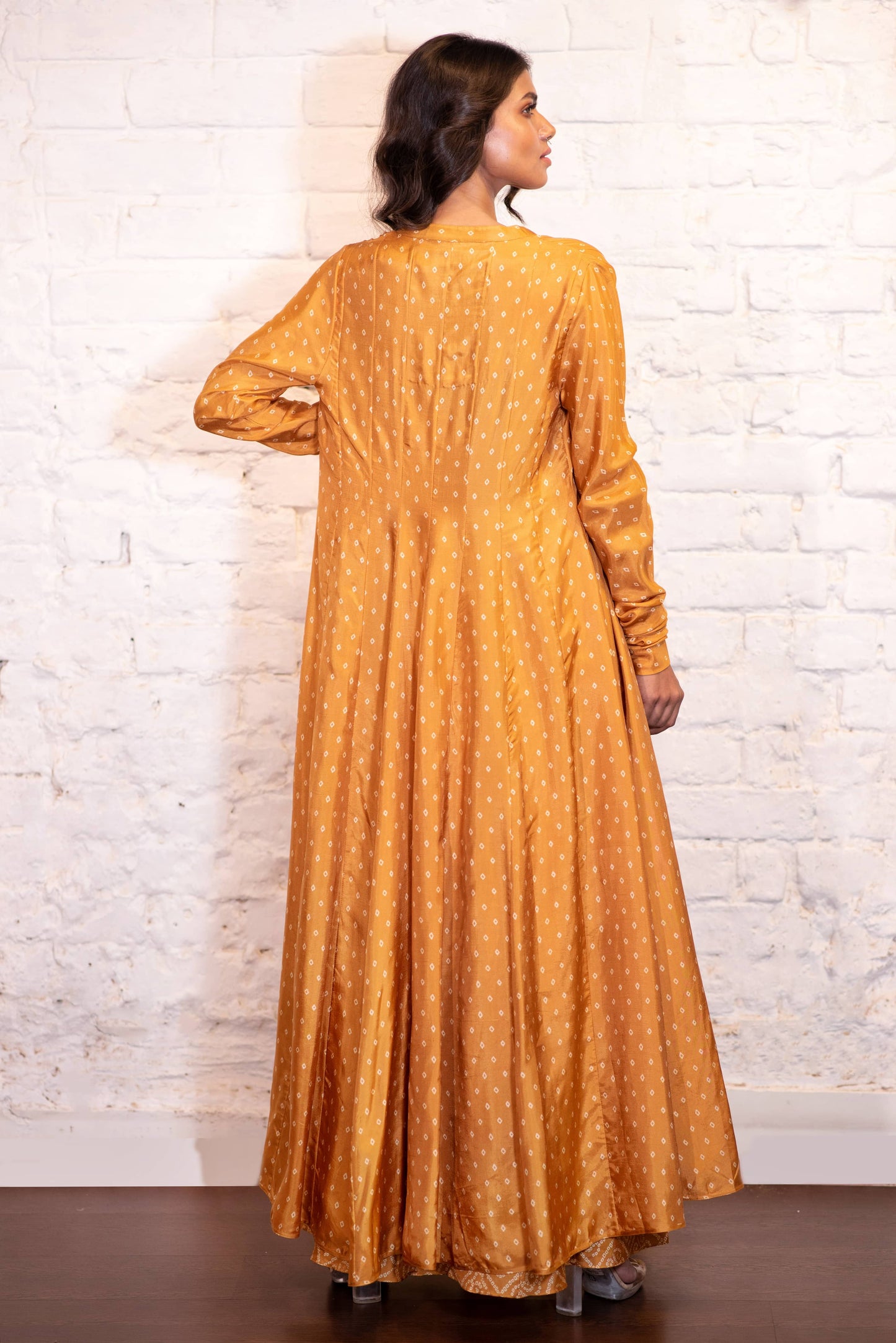 Ochre Bandhej Palazzo & Jacket Set